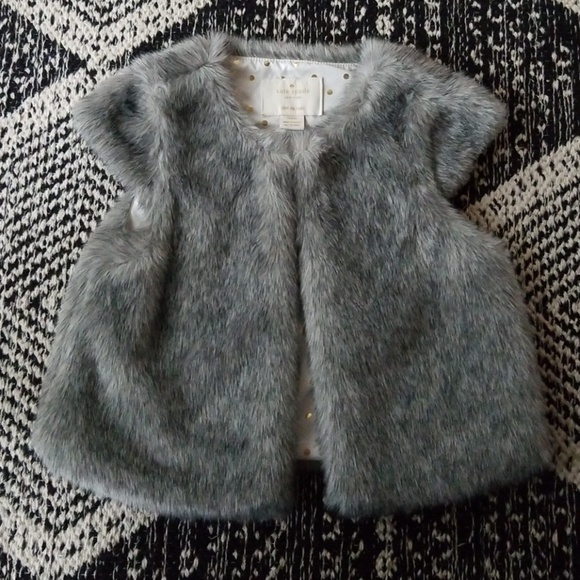 kate spade Other - kate spade Faux Fur Gray Vest Size 4Y